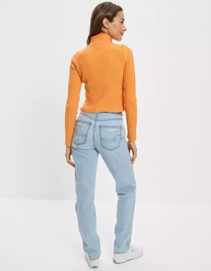 Cardigan American Eagle AE Mock-Neck Double-Zip Orange Femme | MWI-20183411